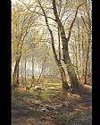 A Woodland Scene With Deer by Carl Fredrik Aagard